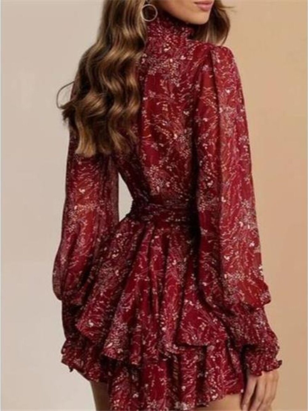 Floral Print Ruffle Mini Dress - Picture 2 of 6